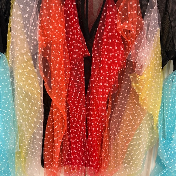 Colorful Sheer Mesh Top with Flared Sleeves - Picture 2 of 5